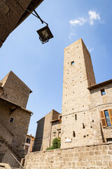 Via San Pellegrino - traditional old houses in the medieval old town of Viterbo, Lazio, Italy