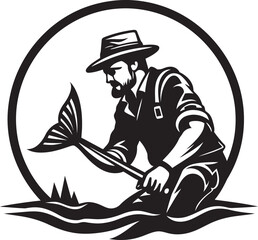 Fisherman Logo with Net Teamwork and Camaraderie Fisherman Logo with Boat Freedom and Exploration
