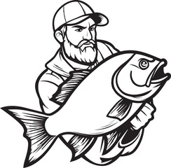 Fisherman Logo with Watercolor Texture Soft and Artistic Fisherman Logo with Neon Glow Bright and Energetic
