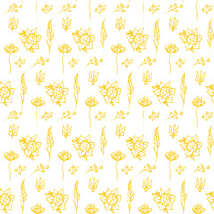 Ukraine Natural Seamless Pattern. Vector Illustration of Flower Sunflower Ukrainian Background.