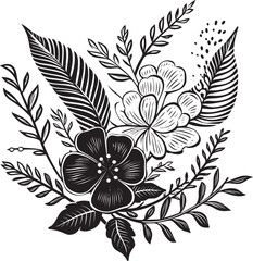 Black Vector Floral Icon A Classic and Elegant Icon for Any Design Black Vector Floral Icon Add a Touch of Luxury to Your Designs