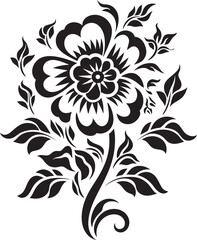 Black Floral Icon for a Geometric Look Black Floral Icon for an Abstract Look