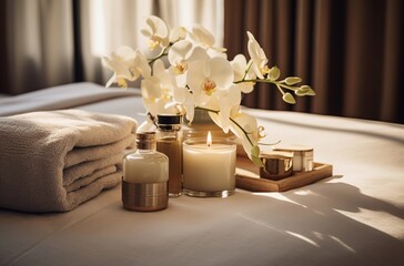 Luxury Spa composition with orchid and candle