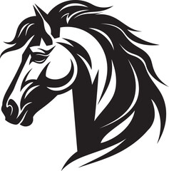 Emblematic Equestrian Majesty Horse Icon Riders Serenity in Monochrome Logo Emblem
