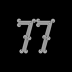 the logo consists of the number 7 and 7 combined. Outline and elegant.