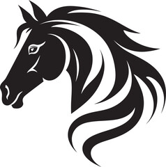 Serenity in Black and White Horse Symbol Graceful Equine Silhouette Iconic Emblem