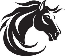 Simplistic Gallop Iconic Horse Emblem Graceful Mustang Majesty in Black Emblem Design