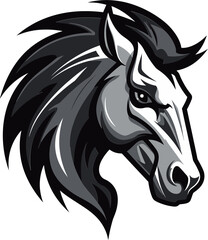 Fototapeta premium Iconic Horse in Monochrome Vector Symbol Simplistic Elegance Horse Silhouette Icon