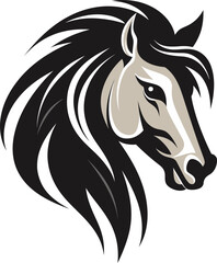 Minimalistic Equine Art Monochrome Emblem Icon of Freedom Horse Vector Logo