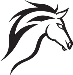 Serenity in Monochrome Equine Icon Design Noble Horse Majesty Black Logo Art