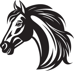 Minimalist Horse Silhouette Black Icon Graceful Mustang Majesty Logo in Black