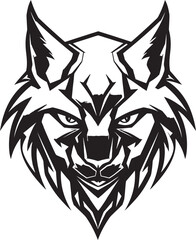 Serenity of the Wild Emblematic Lynx Logo Iconic Wilderness in Black Monochrome Silhouette