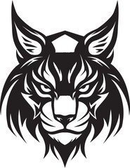 Iconic Wilderness in Black Monochrome Silhouette Regal Lynx Majesty Vector Emblem Design