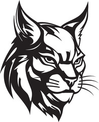 Obraz premium Wild Beauty in Black and White Monochrome Art Stalkers Serenity Lynx Vector Icon