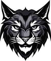 Obraz premium Iconic Stalk Gaze Black Vector Lynx Regal Majesty in Simplicity Monochrome Logo