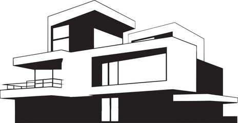 Iconic Urban Realty Black Villa Design Modern Villa Silhouette Vector Real Estate Art