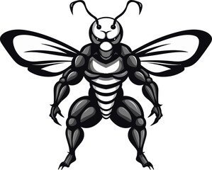 Simplistic Sting Excellence Black Emblem Iconic Hornet Majesty Muscular Silhouette