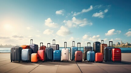 collection of very colorful suitcases