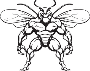 Iconic Predation in Black Vector Mascot Regal Hornet Majesty Emblematic Art