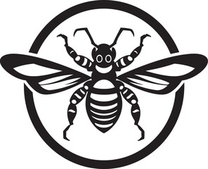 Hornet Majesty in Monochrome Logo Design Serenity Sentinel in Black and White Emblematic Art