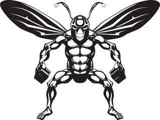 Regal Hornet Majesty Emblematic Logo Simplistic Beauty in Black Muscular Insect Icon