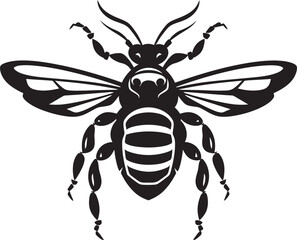 Emblematic Insect Excellence Mascot Symbol Serenity in Monochrome Hornet Icon Design