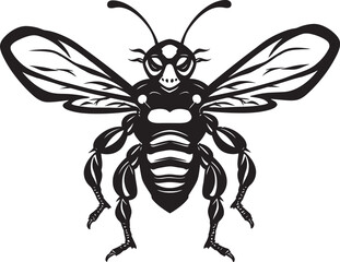 Noble Hornet Majesty in Black Logo Design Wildlifes Mighty Defender Vector Symbol