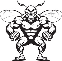 Powerful Hornet Profile Monochromatic Mascot Design Insect Majesty in Black Hornet Symbol