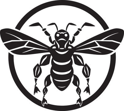 Insect Majesty in Black Hornet Symbol Iconic Hornet in Monochrome Vector Mascot