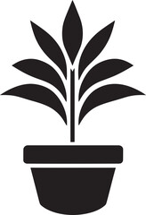 Regal Plant Pot Majesty Black Vector Art Elegant Gardening Oasis Emblematic Icon
