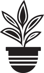 Botanical Harmony in Monochrome Emblem Design Natural Oasis Iconic Plant Pot Icon