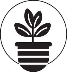 Simplistic Oasis Modern Monochrome Icon Lush Garden Majesty in Black Pot Emblem