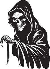 Serenity in Shadows Monochrome Reaper Icon Noble Reaper Majesty Vector Logo Design
