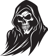 Emblematic Angel of Death Logo Symbol Serenity in Shadows Monochrome Reaper Icon