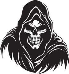 Iconic Conductor of Serenity Grim Reaper Emblem Eternal Passage of Souls in Black Monochrome Icon