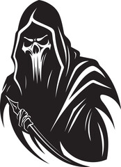 Majestic Reaper Silhouette Emblematic Art Eternal Guardian of the Beyond Monochrome Design