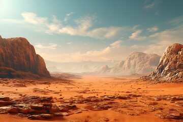 Paysage futuriste de Mars. IA générative, IA