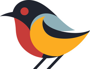 Emblematic Feathered Charm Logo Design Regal Robin Silhouette Modern Black Icon