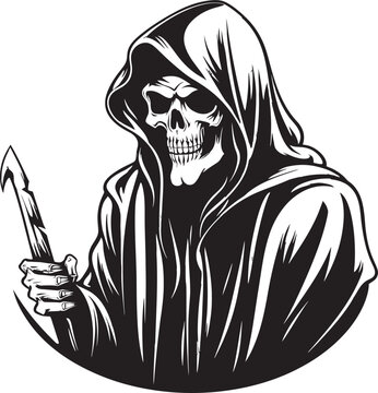 recommend clip art: Embrace of Shadows Monochrome Reaper Design Majestic Rest in Darkness Emblematic Art