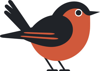Icon of the Woodlands Robin Vector Logo Serenade in Simplicity Black Bird Emblem