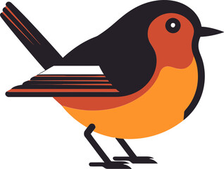 Emblematic Feathered Charm Logo Design Regal Robin Silhouette Modern Black Icon