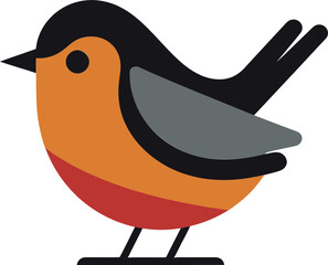 Serenade in Simplicity Black Bird Emblem Elegance in Flight Iconic Robin