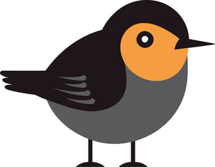 Elegant Songbird Ambassador Monochromatic Vector Majestic Robins Melody Emblem Design