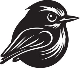 Simplistic Beauty in Black Robin Silhouette Icon Feathered Serenity Minimalist Emblem