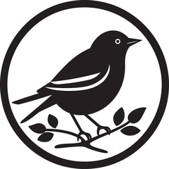 Emblematic Natures Muse Logo Symbol Serenade of the Wild Monochrome Bird Icon