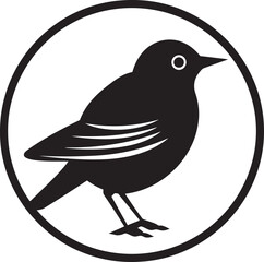 Iconic Songbird Melody Monochrome Design Woodlands Melodic Charm Black Robin Emblem