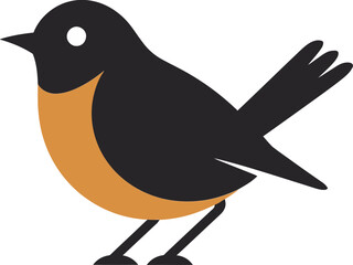 Robins Lyrical Elegance Monochromatic Logo Iconic Avian Serenade Modern Vector Symbol