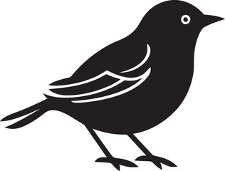 Simplistic Robin Serenade in Black Bird Symbol Icon of Robins Flight Emblematic Art Design