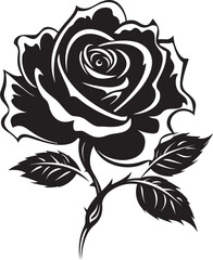 Botanical Beauty Iconic Monochromatic Rose Vector Floral Majesty Black Rose Logo Silhouette