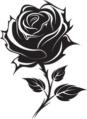 Symbol of Love Monochrome Rose Flower Icon Majestic Rose in Monochrome Vector Emblem
